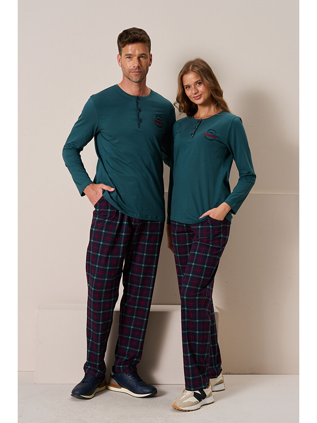 Yeşil Erkek Penye Uzun Kol Pijama Takımı 3196 Zümrüt-2