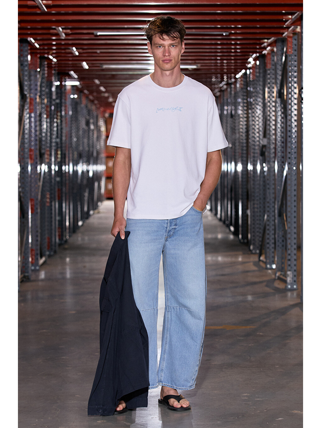 Saımon Erkek %100 Organik Pamuklu Yuvarlak Yakalı Nakış Detaylı Regular Fit Ekru T-shirt-3