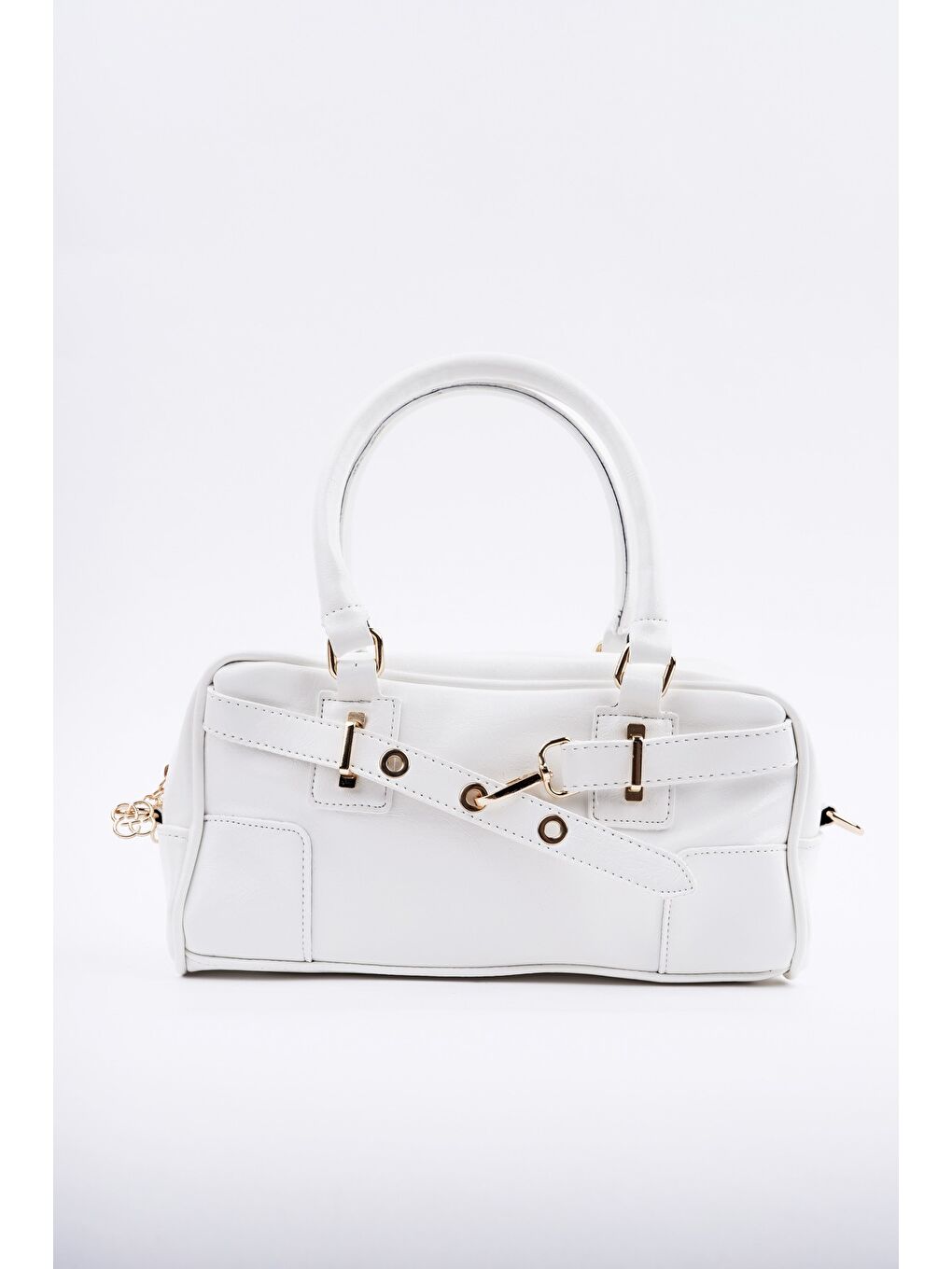 Beyaz ROSALİE Kadın Kemer Detaylı El ve Omuz Çantası