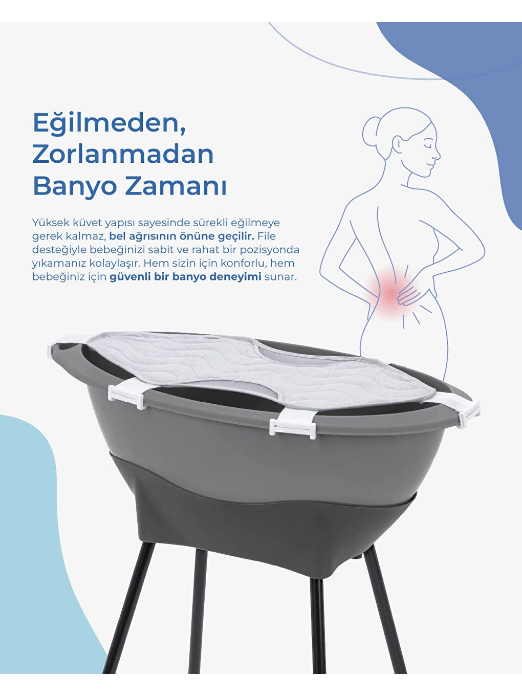Elegant Yenidoğan Bebek Banyo Küvet Seti Soft Yeşil-5