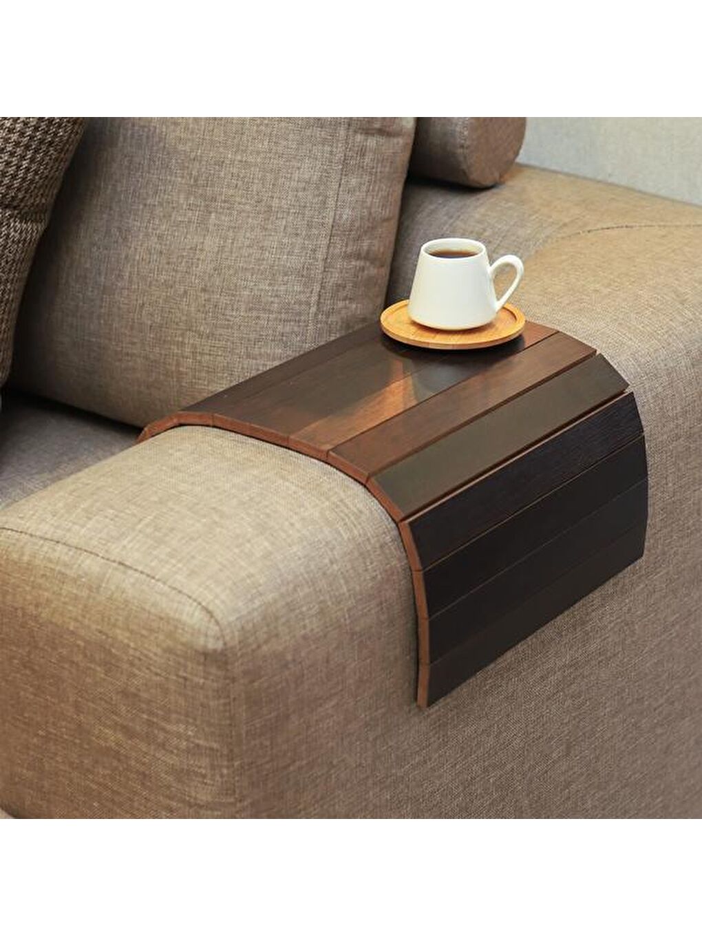 Kahverengi Portatif Koltuk Sehpası - Venge