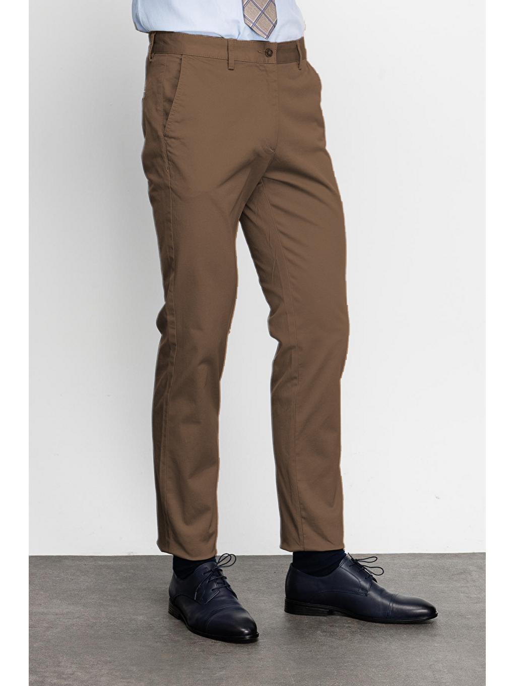 Bej Camel Erkek Pamuklu Kumaş Pantolon – Rahat Kalıp Günlük Ofis Stili-2