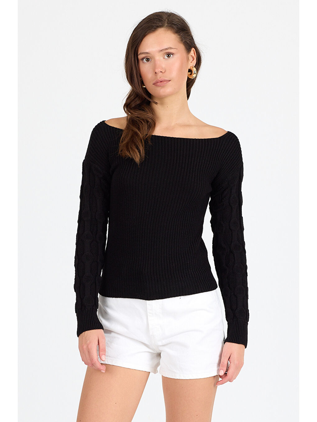 Siyah Kadın Selanik Örgü Triko Bluz 2699 (Standart Beden s-m-l-xl Beden Uyumludur)