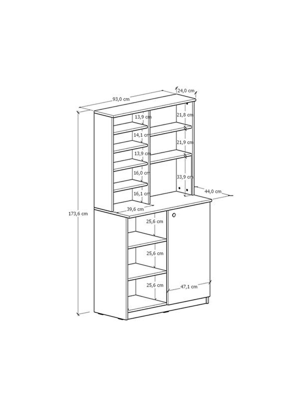 Kahverengi Swan Çok Amaçlı Dolap - Safir Meşe / Beyaz-2