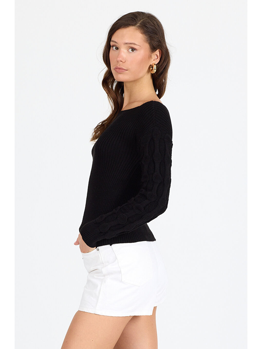 Siyah Kadın Selanik Örgü Triko Bluz 2699 (Standart Beden s-m-l-xl Beden Uyumludur)-1