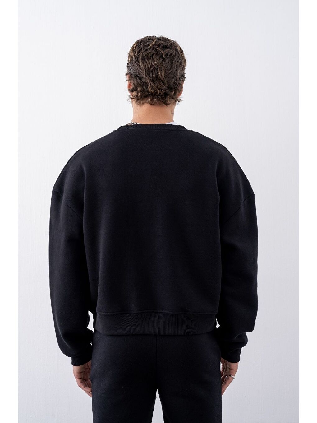 Erkek Boxy Oversize Siyah Sweatshirt-4