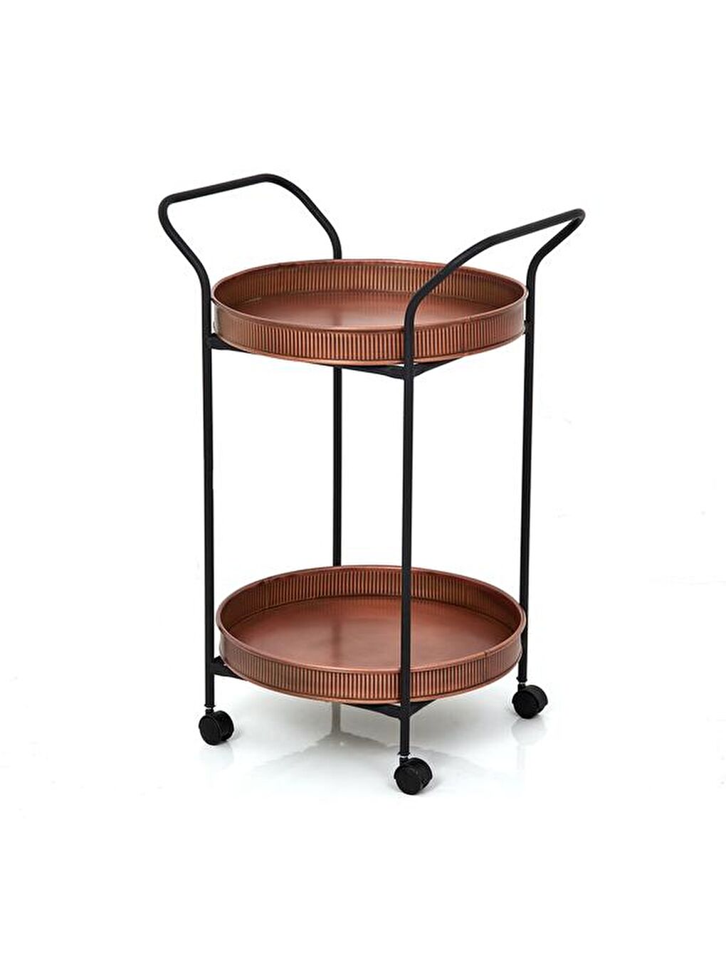 Turuncu Yuvarlak Servis Arabası - Bakır-3