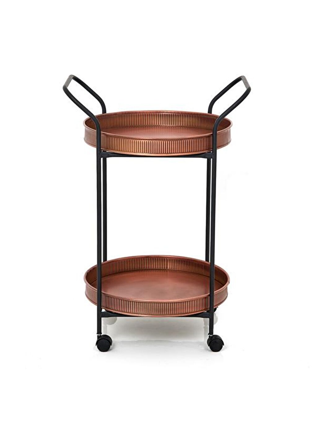 Turuncu Yuvarlak Servis Arabası - Bakır-4