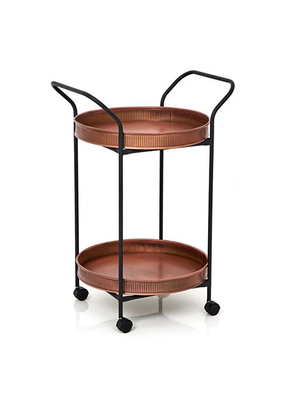 Turuncu Yuvarlak Servis Arabası - Bakır-5