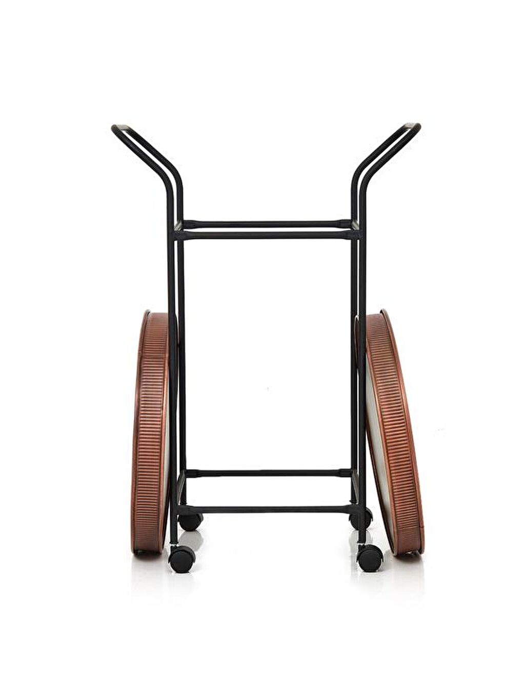 Turuncu Yuvarlak Servis Arabası - Bakır-6