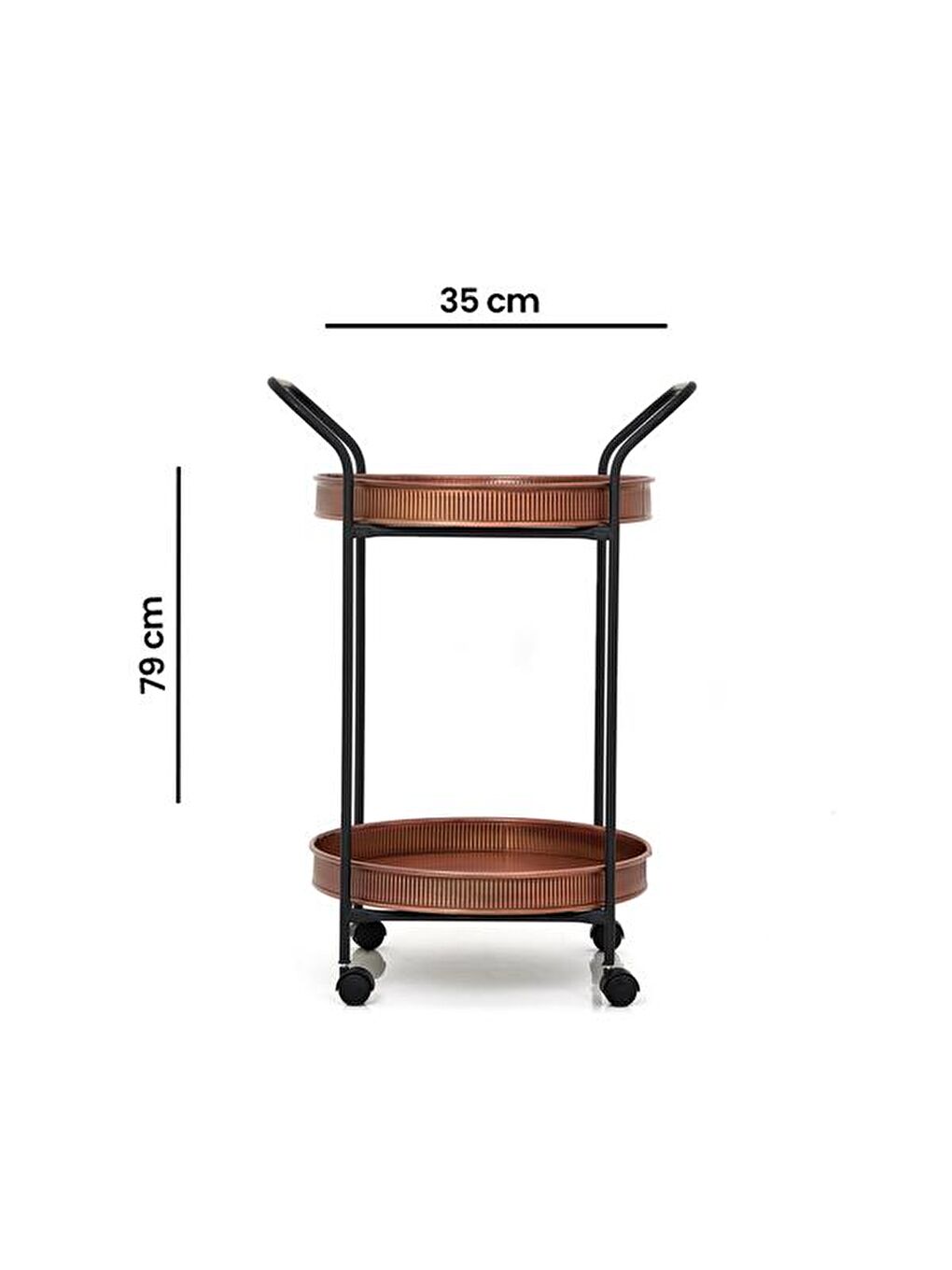 Turuncu Yuvarlak Servis Arabası - Bakır-7