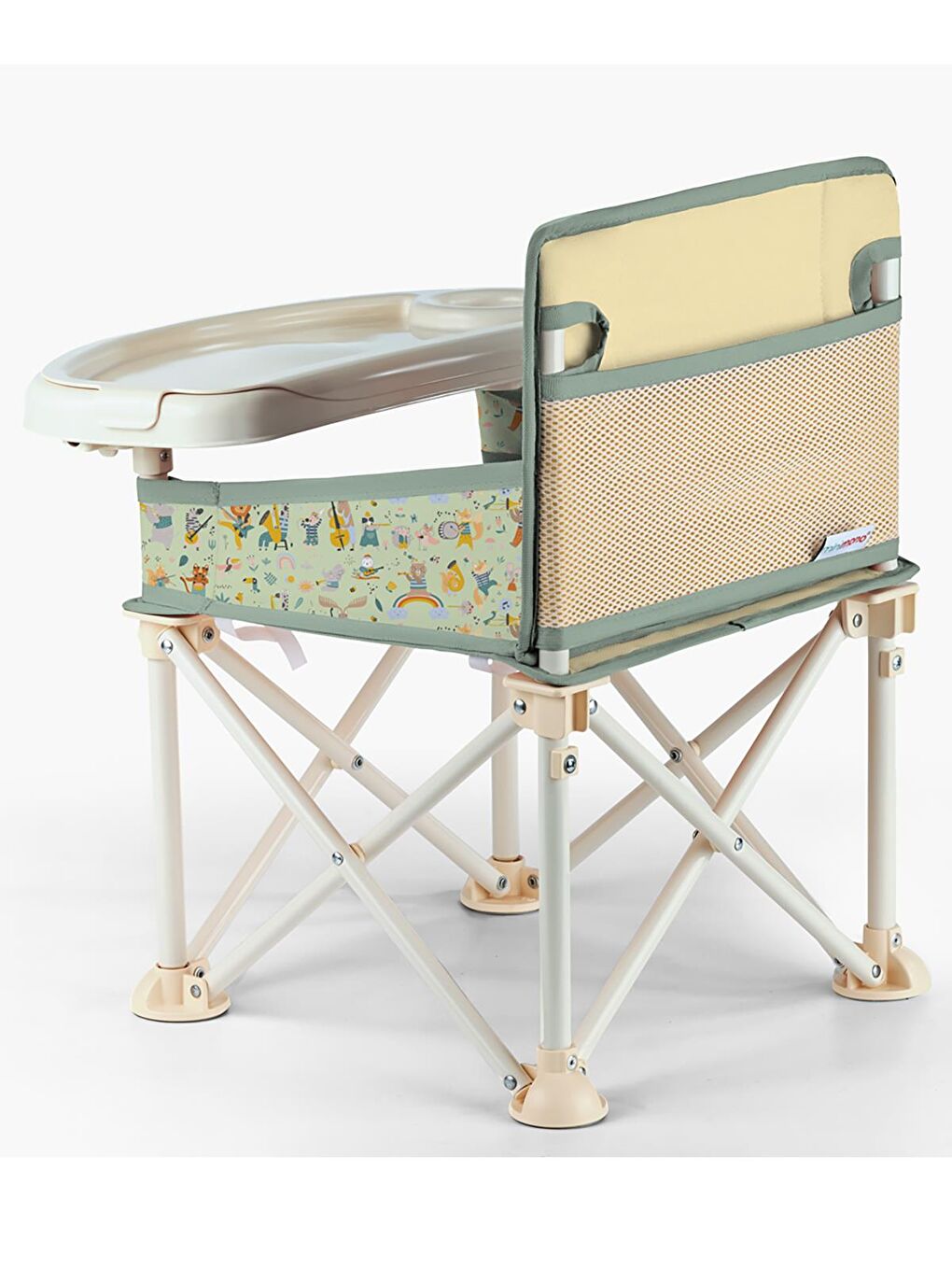 Büyük Boy Katlanır Portatif Mama Sandalyesi - Bej Standart-1