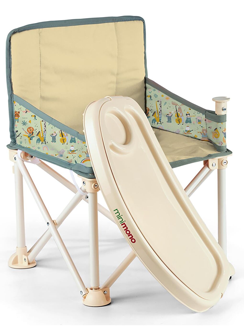 Büyük Boy Katlanır Portatif Mama Sandalyesi - Bej Standart-2