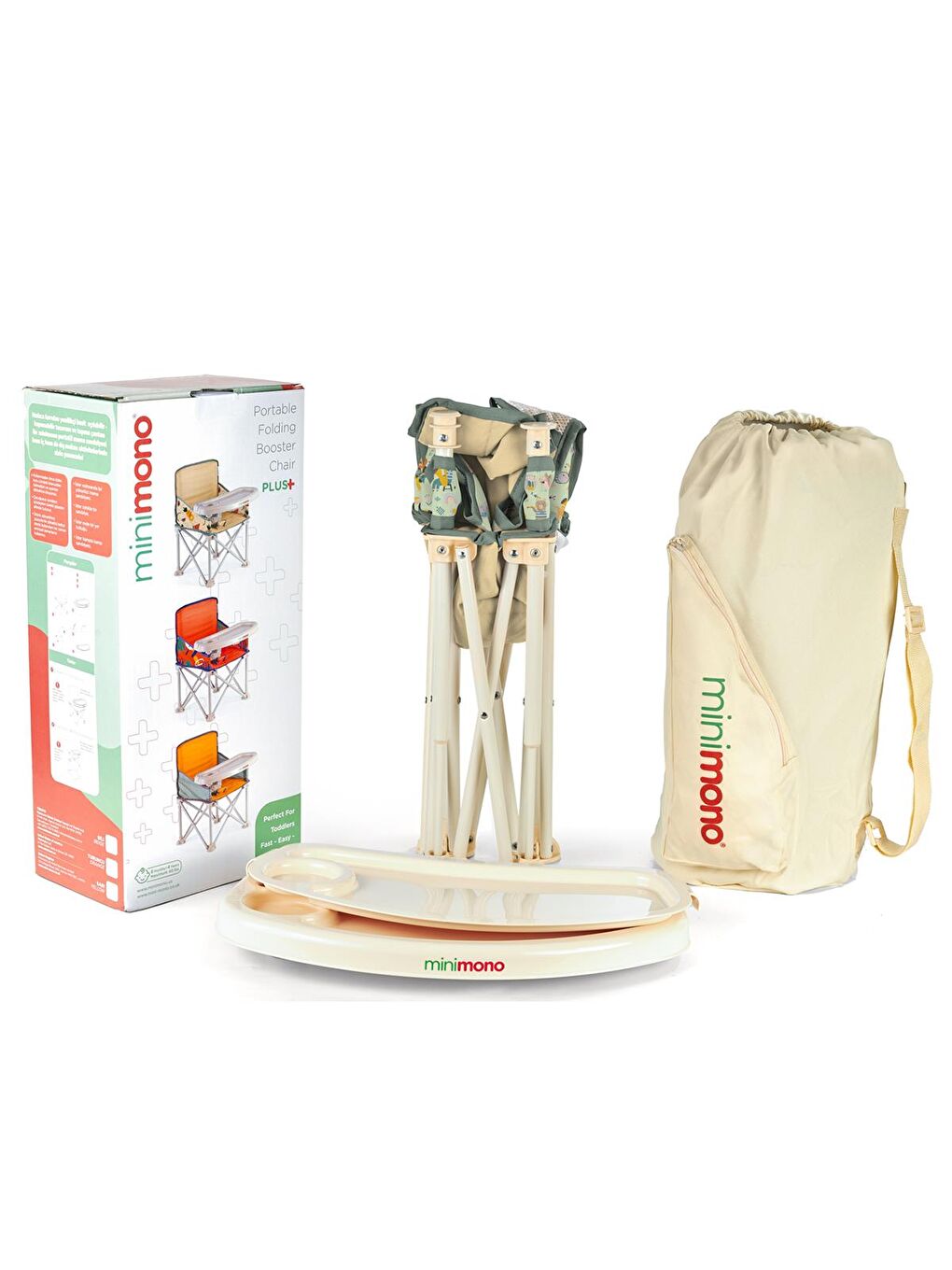 Büyük Boy Katlanır Portatif Mama Sandalyesi - Bej Standart-4