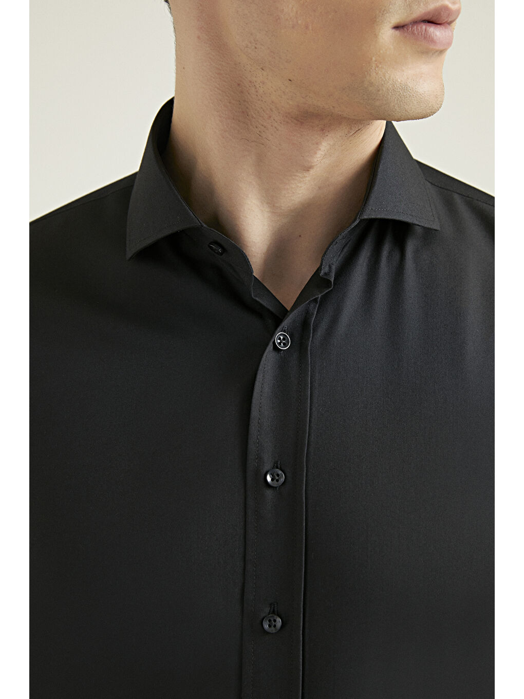 Slim Fit Siyah Nano Care Gömlek-2