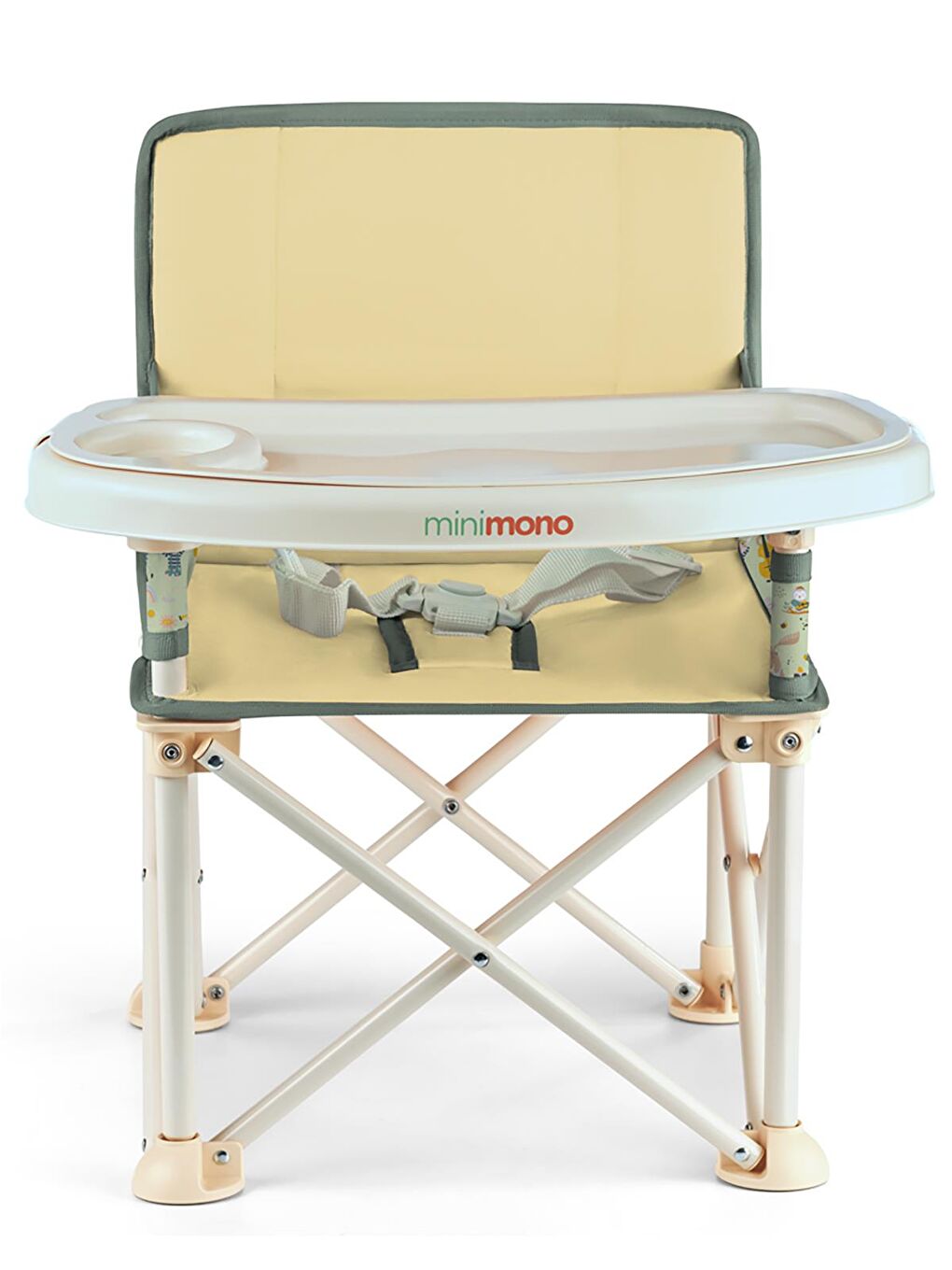 Büyük Boy Katlanır Portatif Mama Sandalyesi - Bej Standart-5