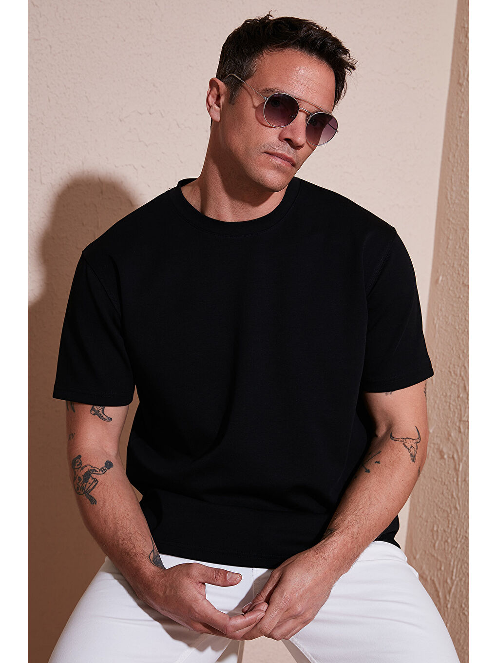 Siyah Pamuklu Regular Fit Bisiklet Yaka Basic Tişört 5902772