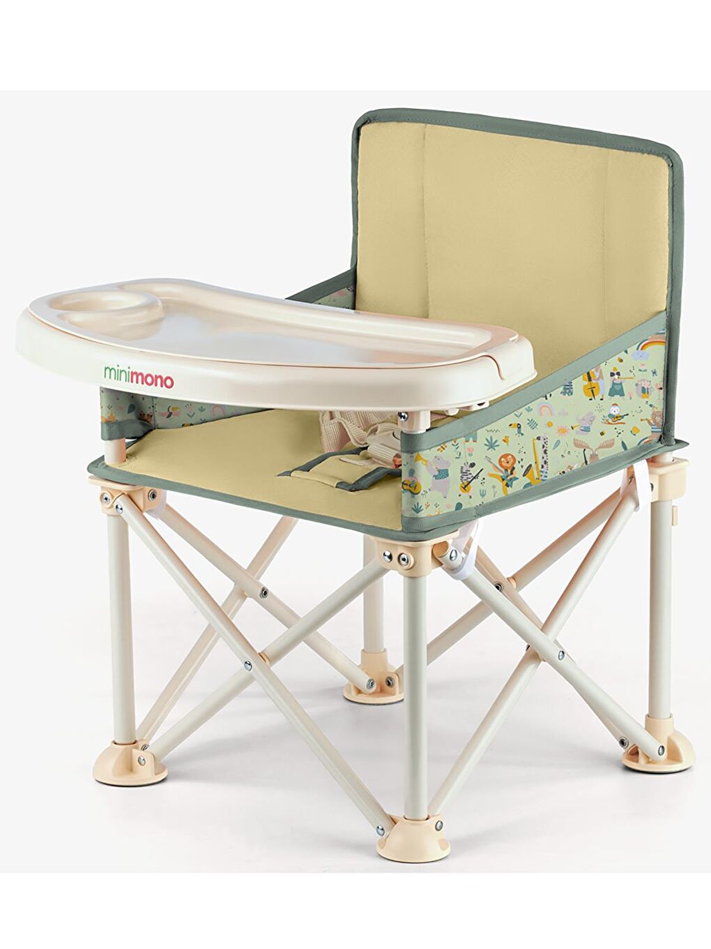 Büyük Boy Katlanır Portatif Mama Sandalyesi - Bej Standart-6