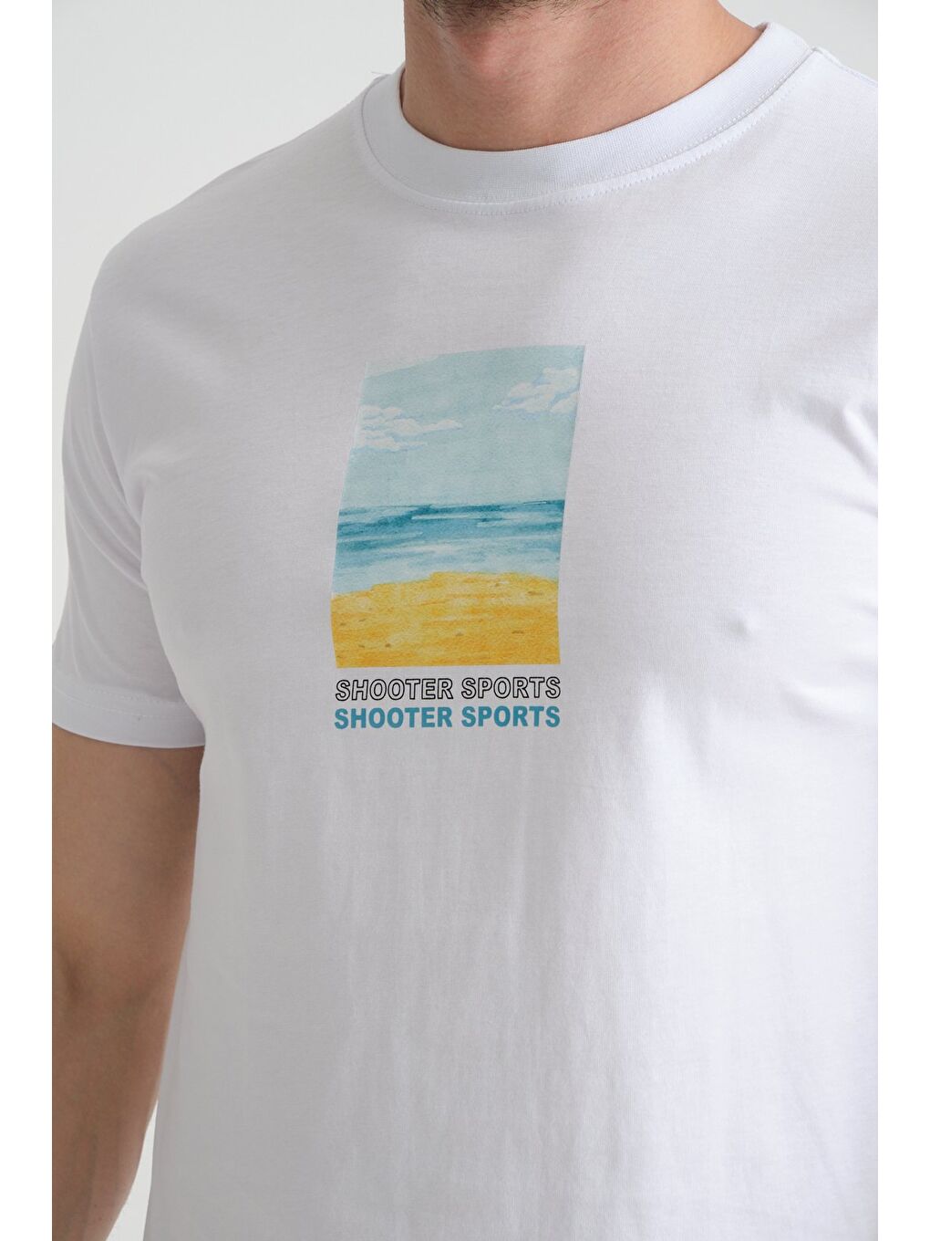 Beyaz Erkek T-Shirt %100 Pamuk Minimalist Tasarım Regular Kalıp Baskılı-1