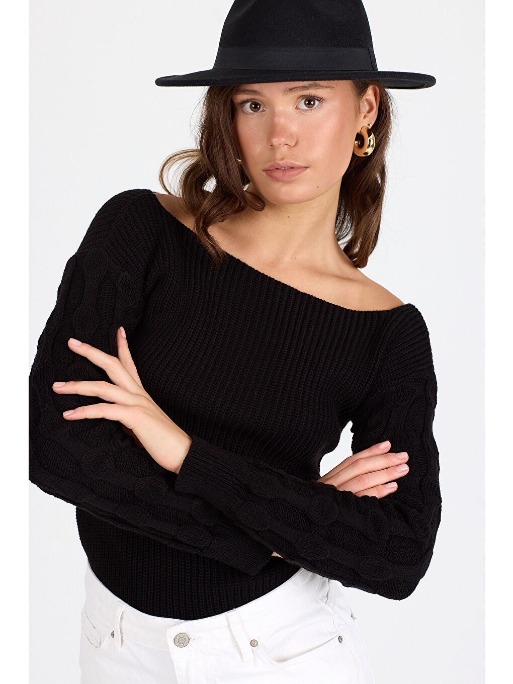 Siyah Kadın Selanik Örgü Triko Bluz 2699 (Standart Beden s-m-l-xl Beden Uyumludur)-2