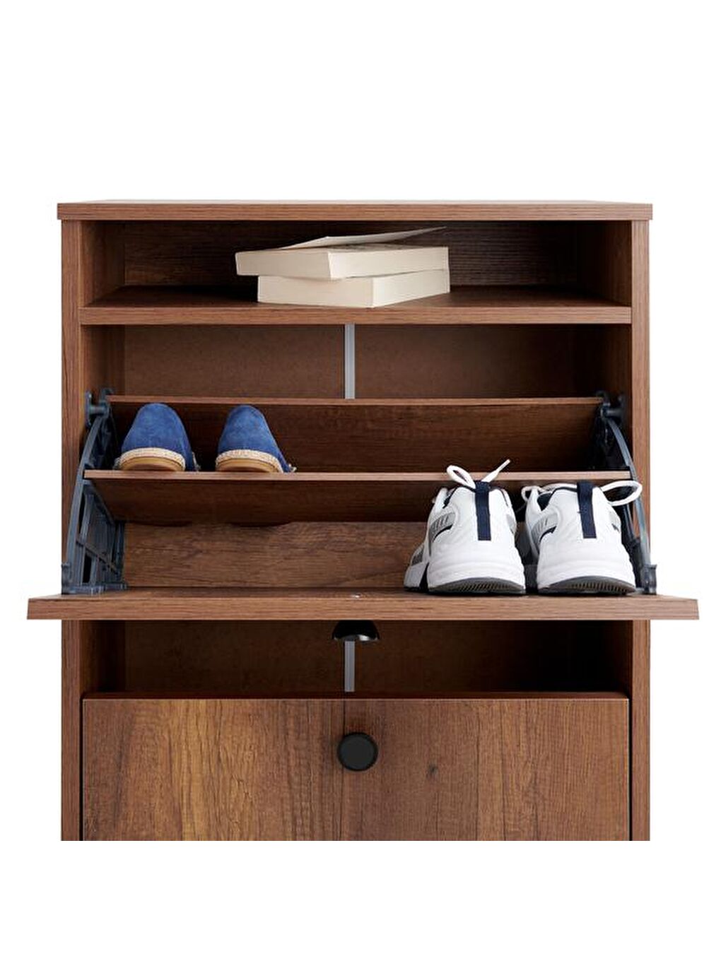 Kahverengi Rina Raflı Kapak Ayakkabılık - Barok Ceviz-5