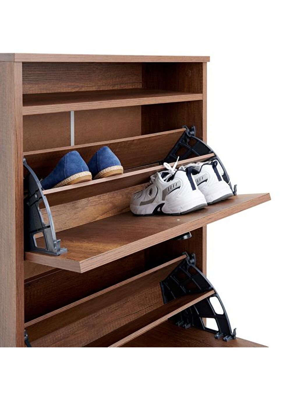 Kahverengi Rina Raflı Kapak Ayakkabılık - Barok Ceviz-6