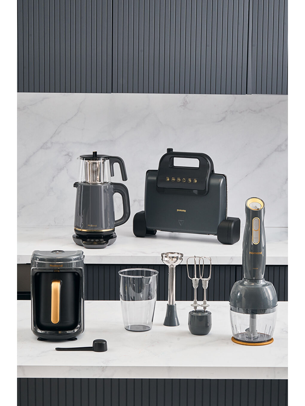 Gold 4'lü Elektrikli Çeyiz Seti Tost, Kahve, Çay Makinesi ve Blender Seti Antrasit