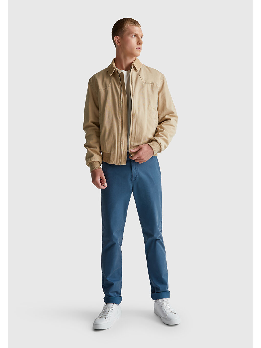 Turkuaz Erkek Havacı Mavi Slim Fit Chino Pantolon-3