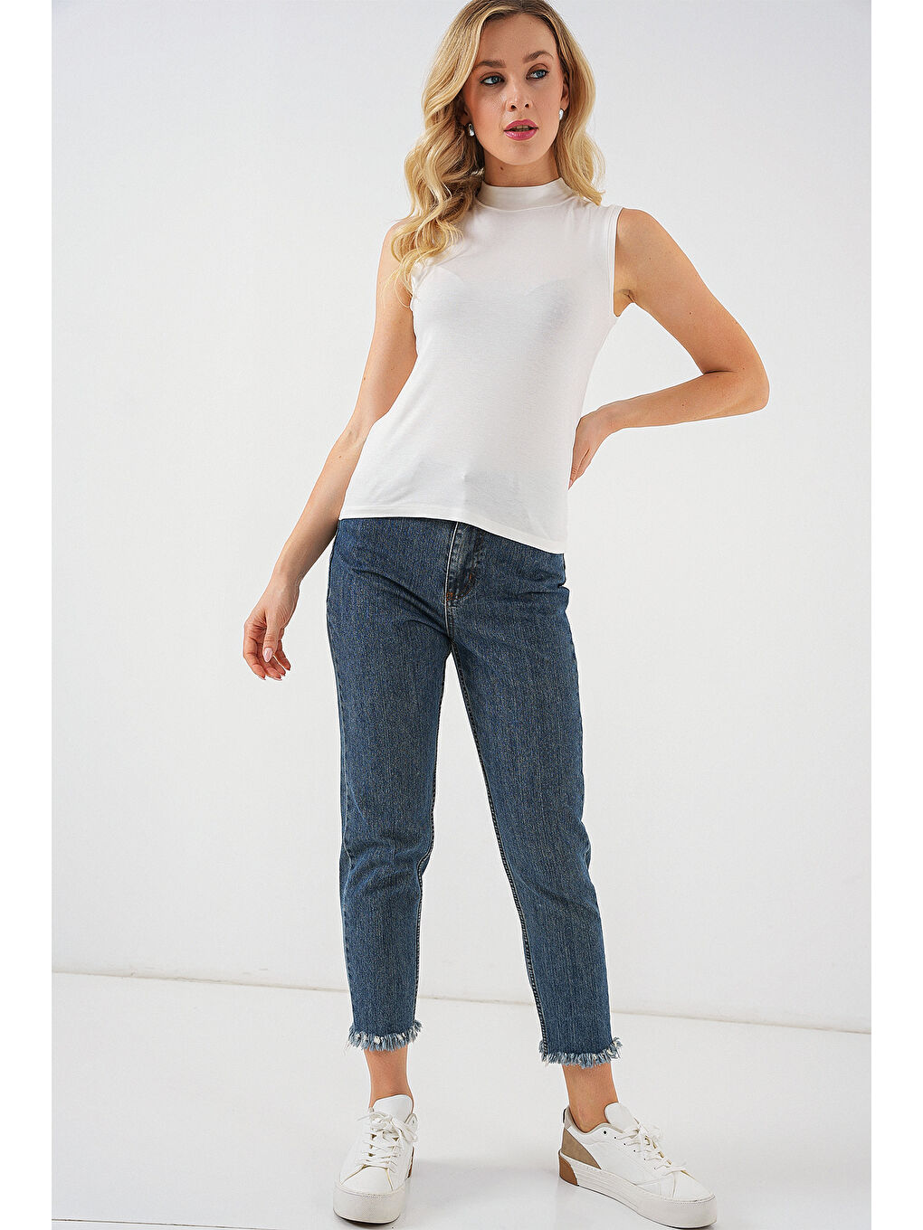 Kadın Kolsuz Body 4348 - Ekru-1