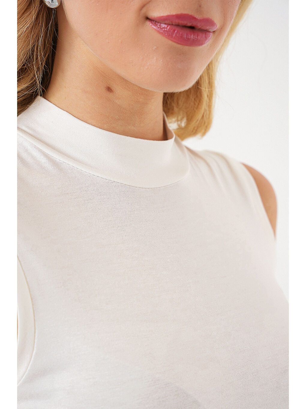 Kadın Kolsuz Body 4348 - Ekru-4