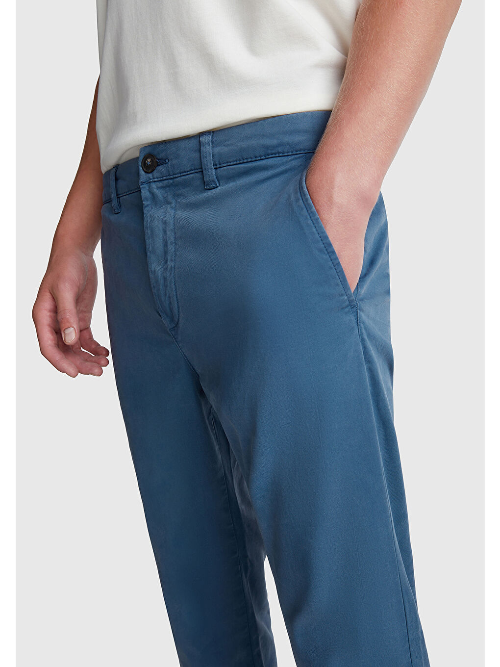 Turkuaz Erkek Havacı Mavi Slim Fit Chino Pantolon-4