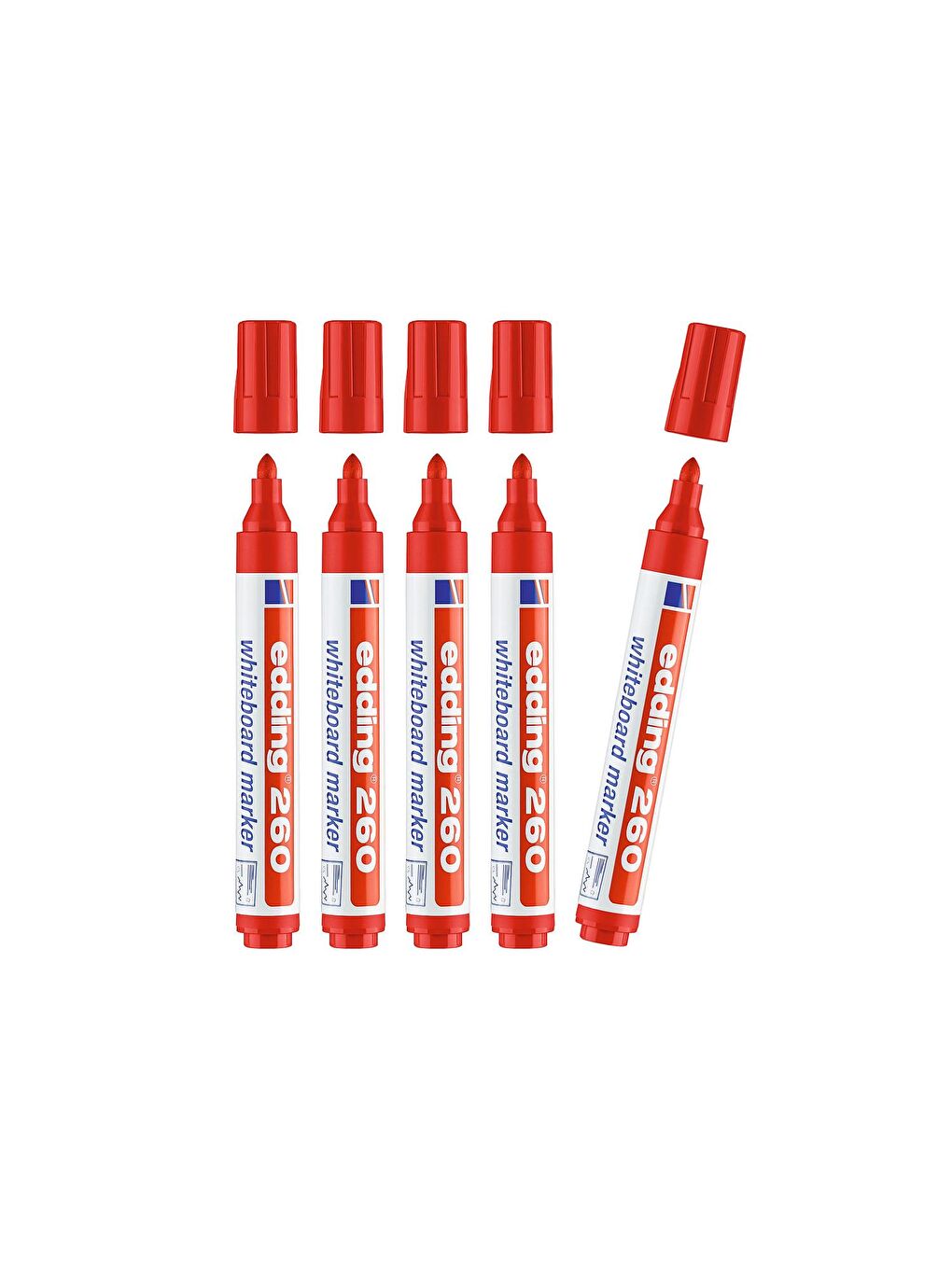 Edding 260 Beyaz Yazı Tahtası Kalemi Kırmızı 5 Li Set