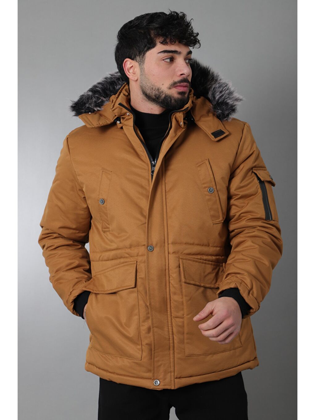 Kahverengi Stil Kombin İçi Kürklü Kaban/Mont BL 1506-2