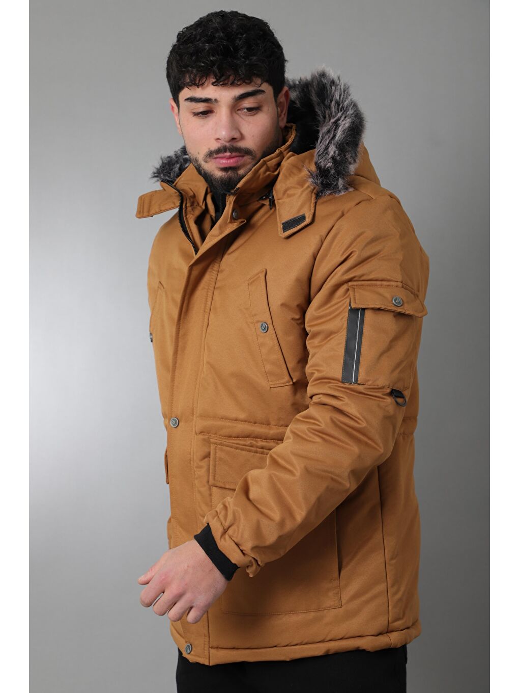 Kahverengi Stil Kombin İçi Kürklü Kaban/Mont BL 1506-4