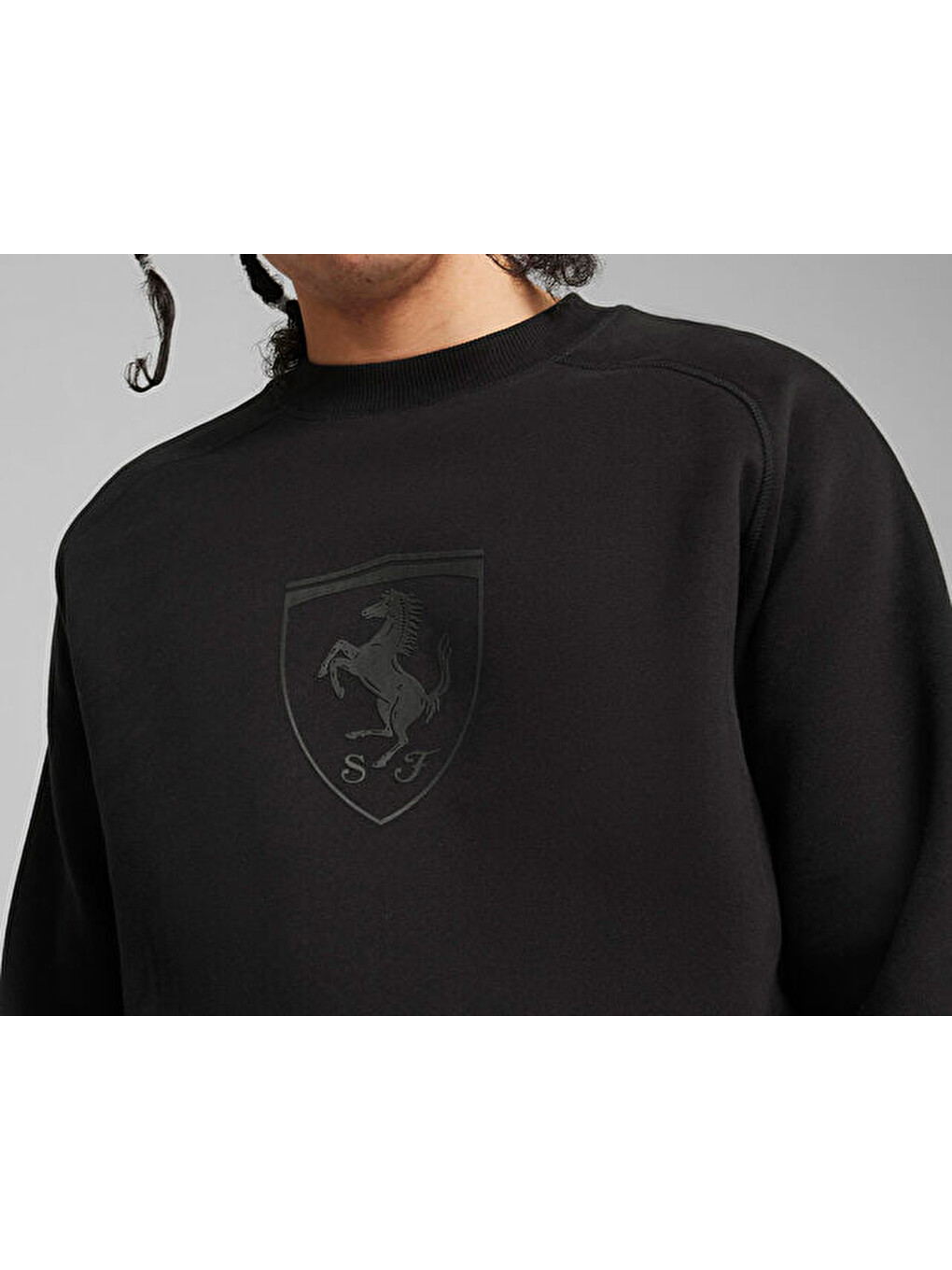 Ferrari Race Big Shield Crew Erkek Günlük Sweatshirt 62380201 Siyah-3