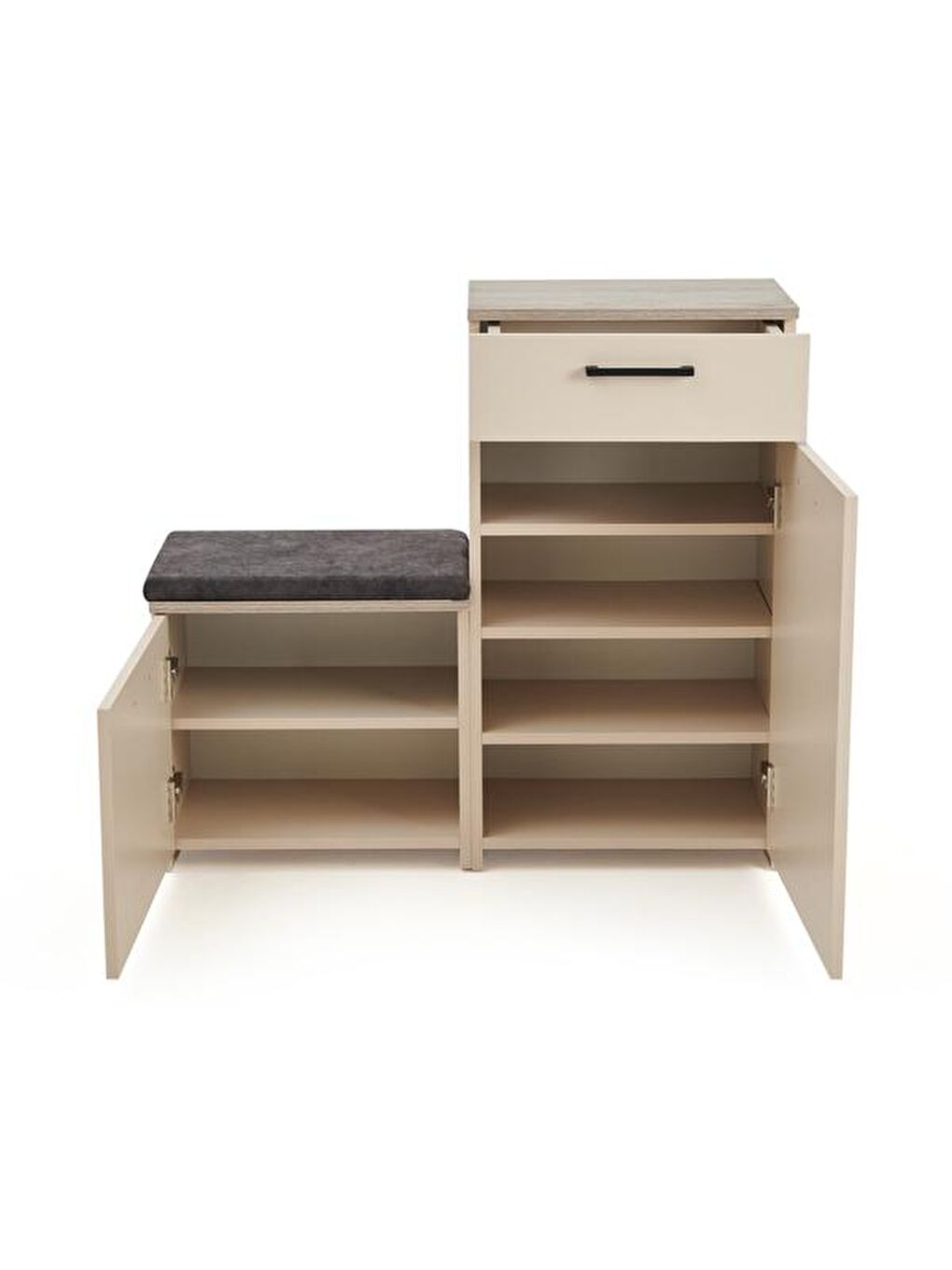 Kahverengi Puflu Ayakkabılık - Vizon / Rustik Meşe-1