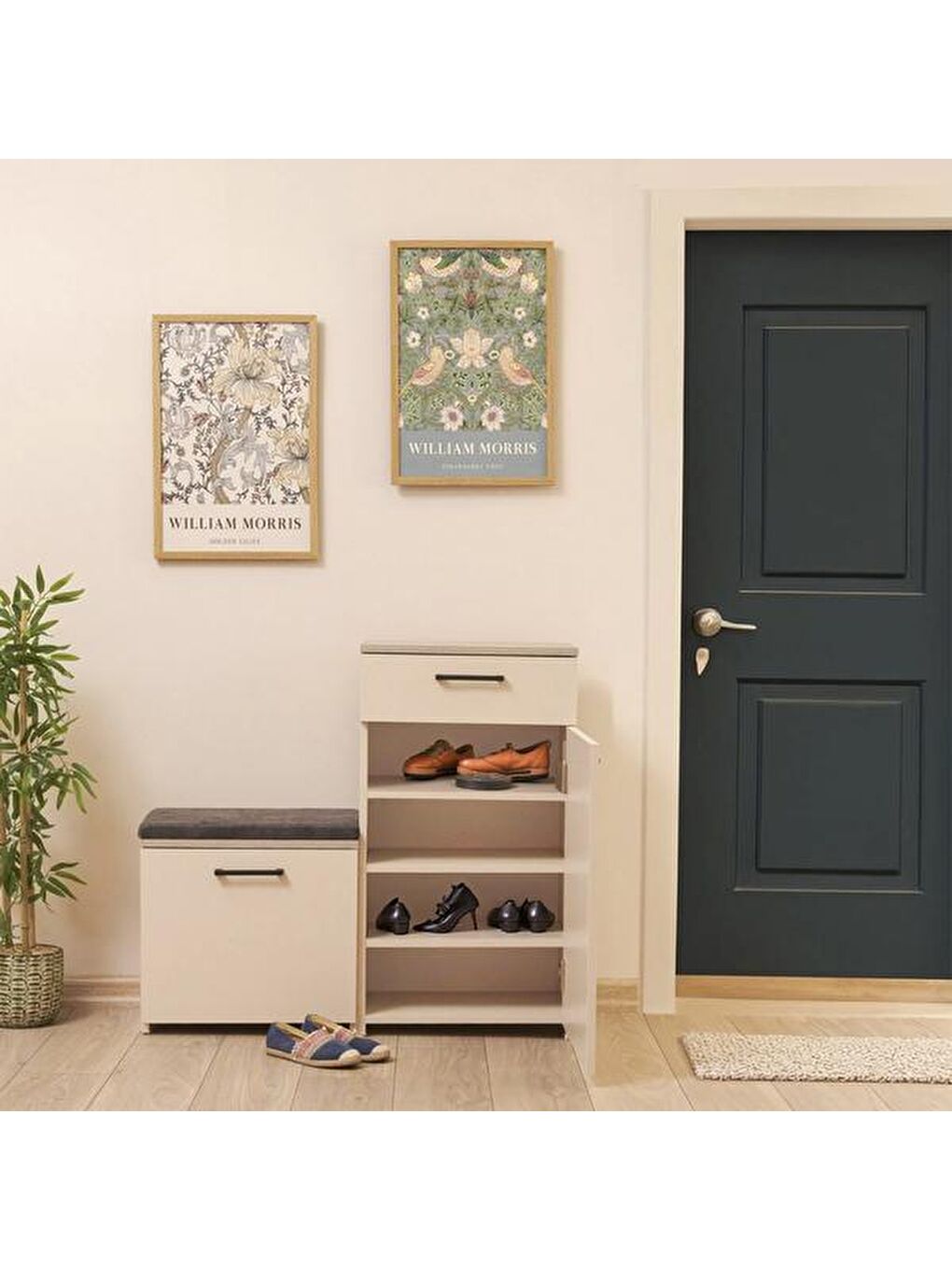 Kahverengi Puflu Ayakkabılık - Vizon / Rustik Meşe-7