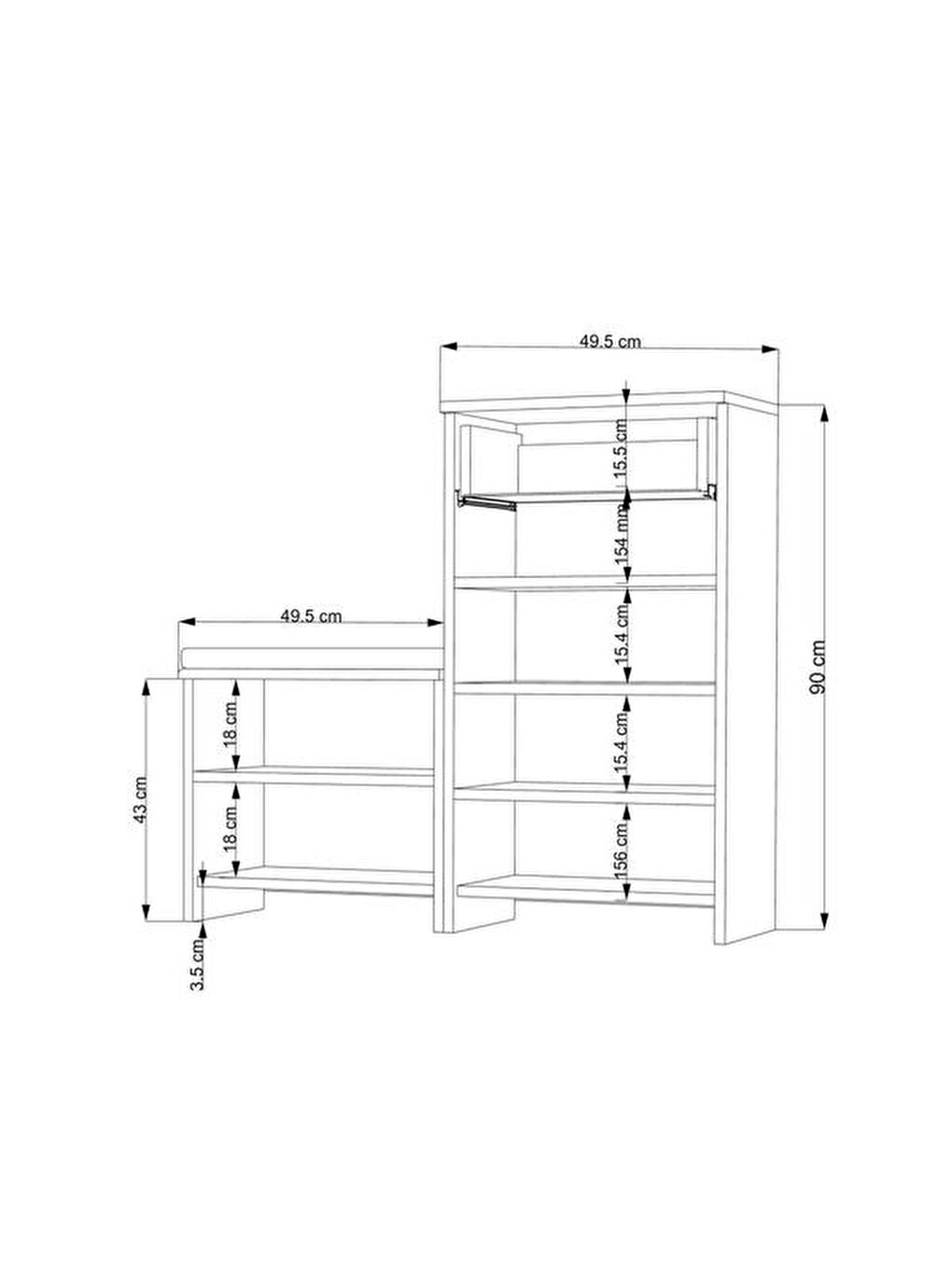 Kahverengi Puflu Ayakkabılık - Vizon / Rustik Meşe-8
