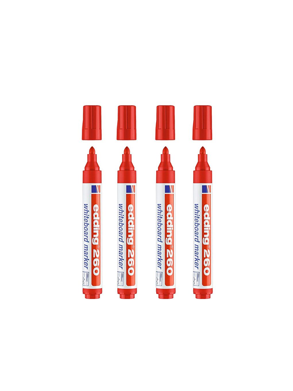 260 Beyaz Yazı Tahtası Kalemi Kırmızı 4 Lü Set