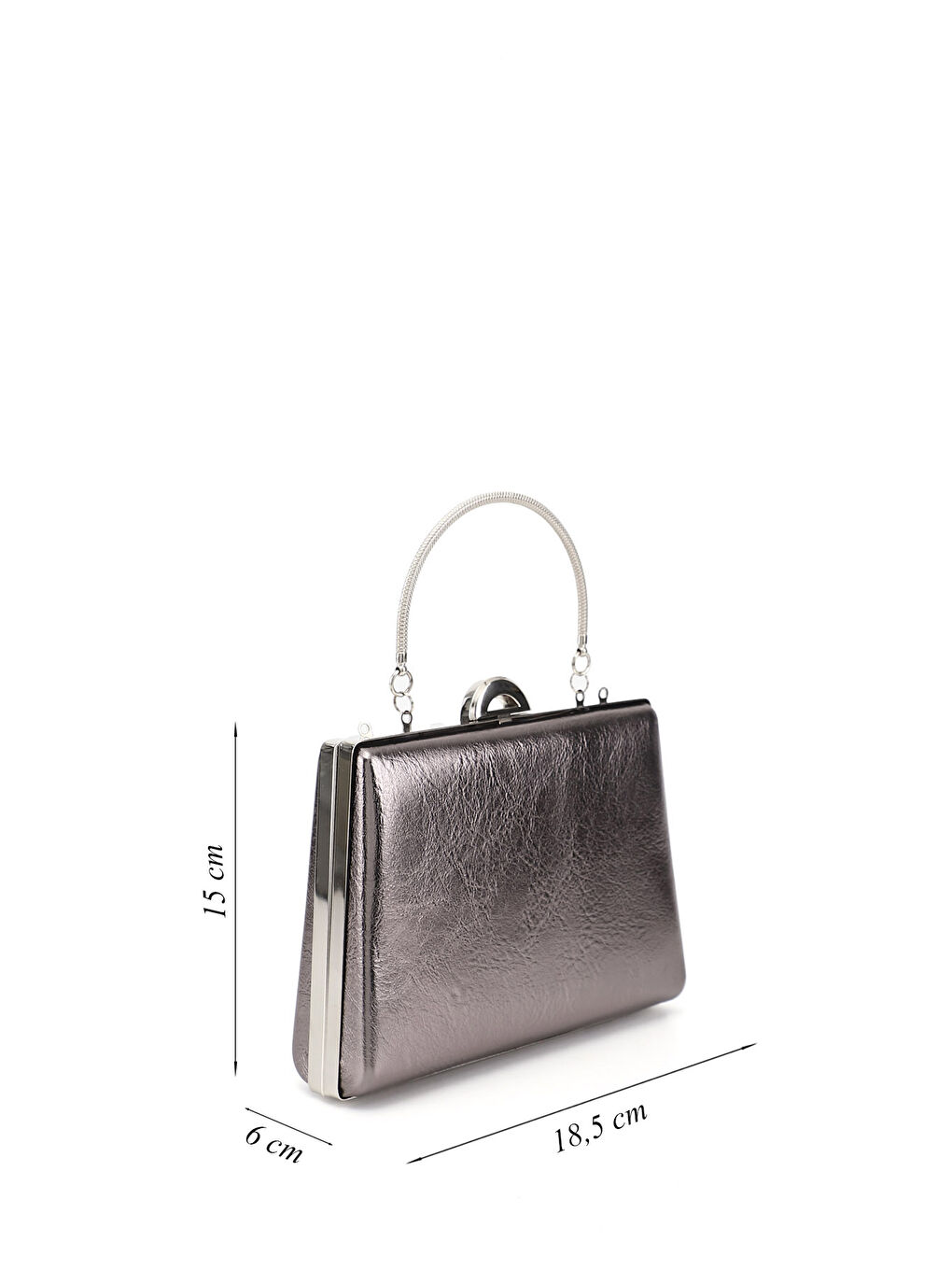 Gri Kadın GÜMÜŞ Uzun Zincirli El Ve Omuz Askılı Abiye Çanta-1