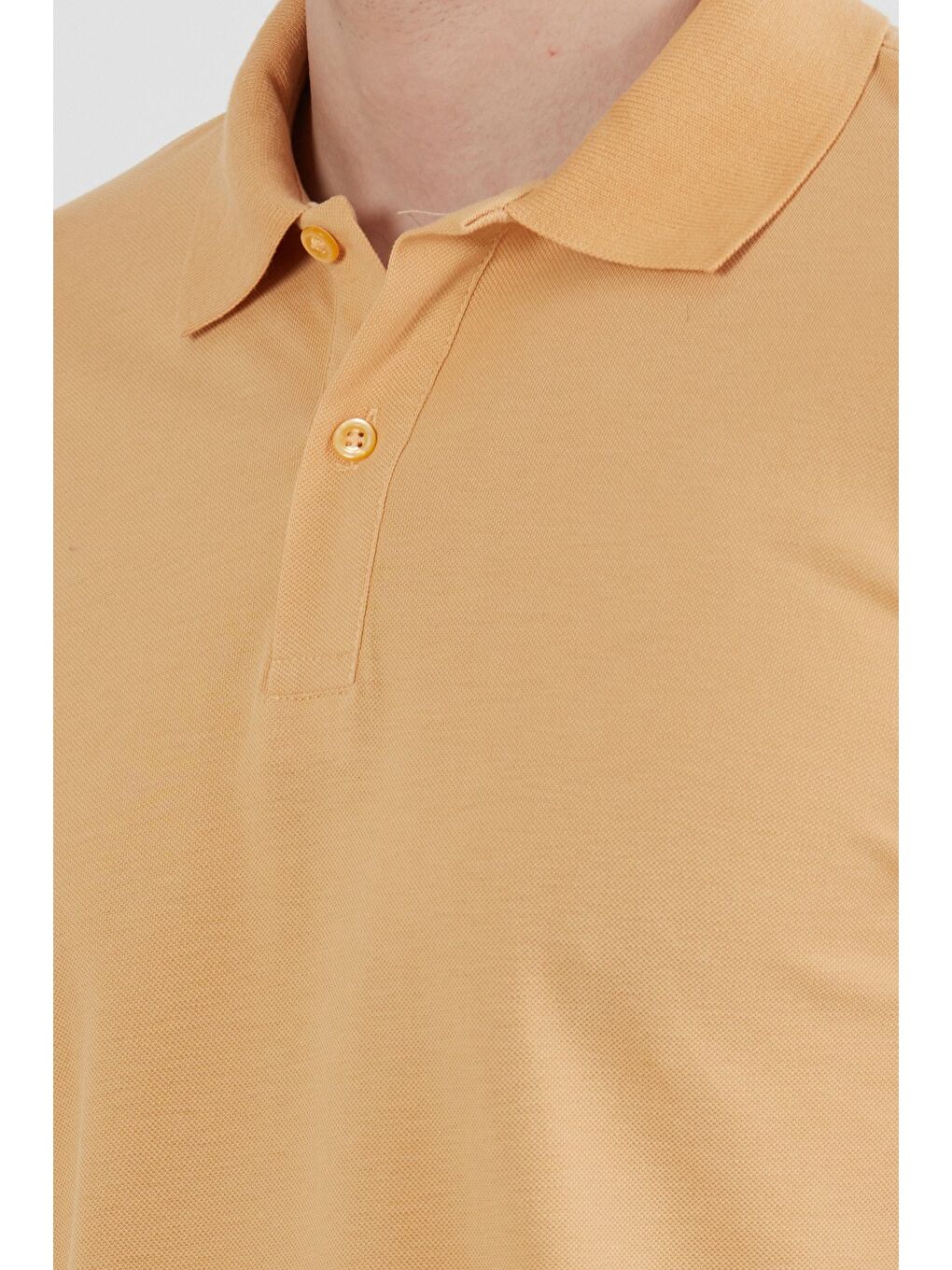 Sarı Basic Polo Yaka Yarım Düğmeli %100 Pamuk Tişört-4