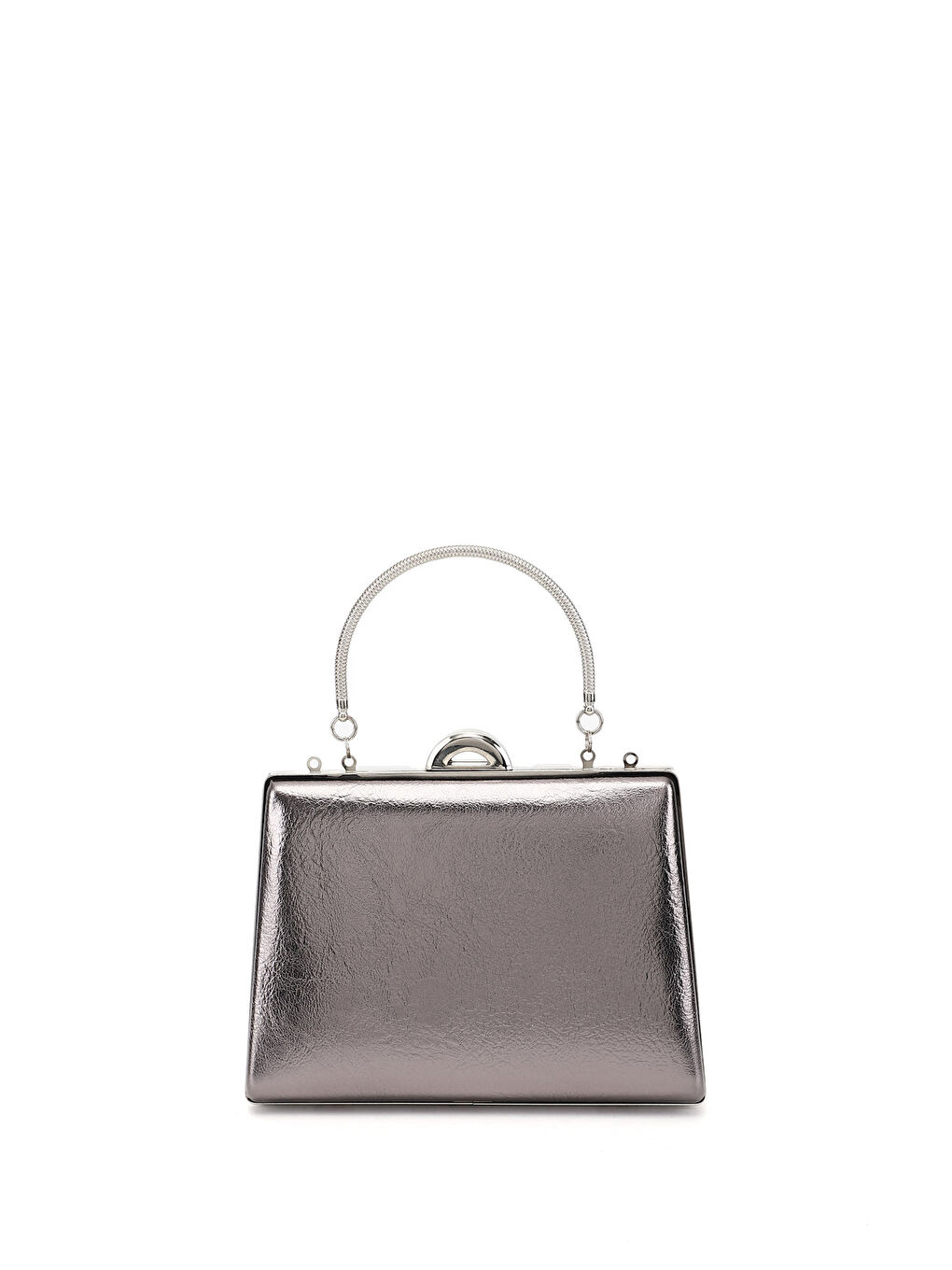 Gri Kadın GÜMÜŞ Uzun Zincirli El Ve Omuz Askılı Abiye Çanta-3