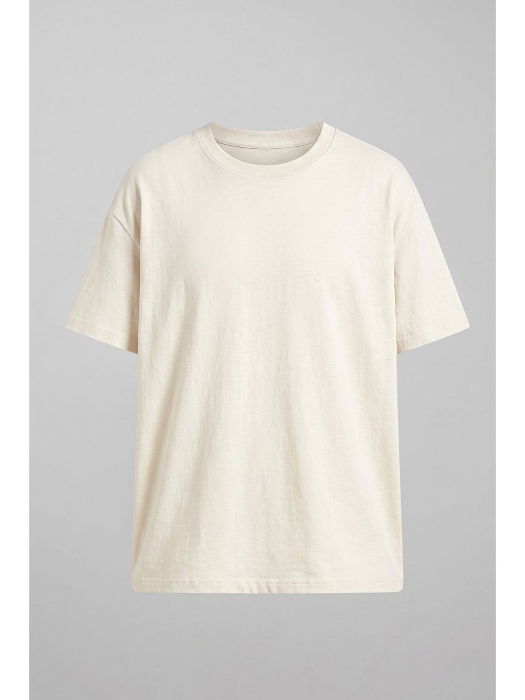 Erkek Basic Kırık Beyaz T-shirt-2