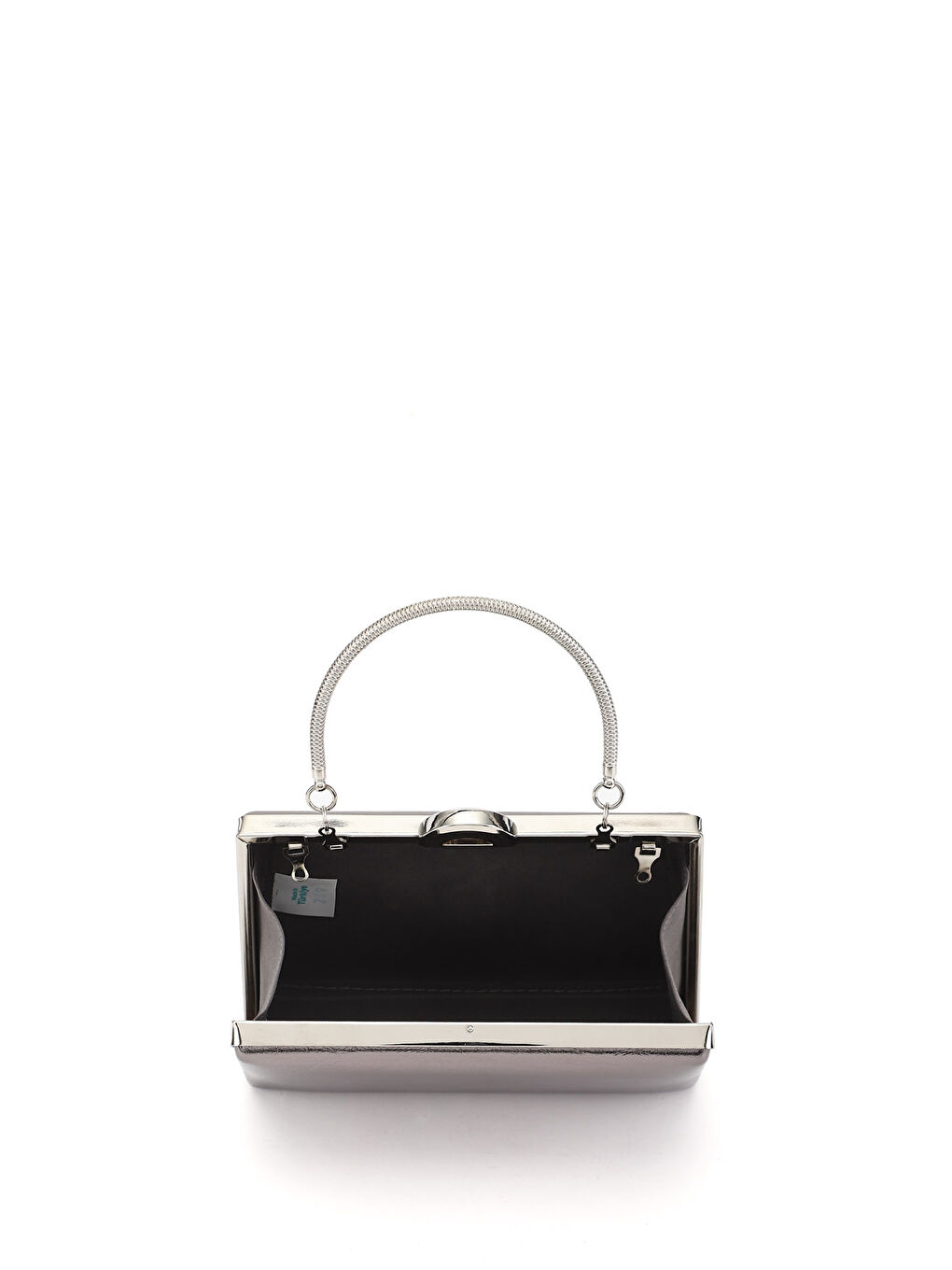 Gri Kadın GÜMÜŞ Uzun Zincirli El Ve Omuz Askılı Abiye Çanta-4