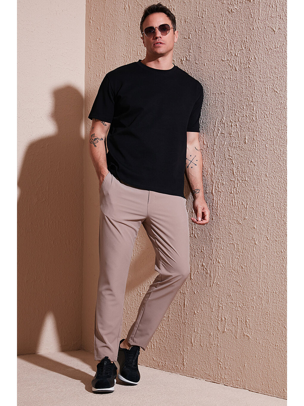 Bej Streç Regular Fit Normal Bel Düz Paça Jogger Pantolon CF25617801