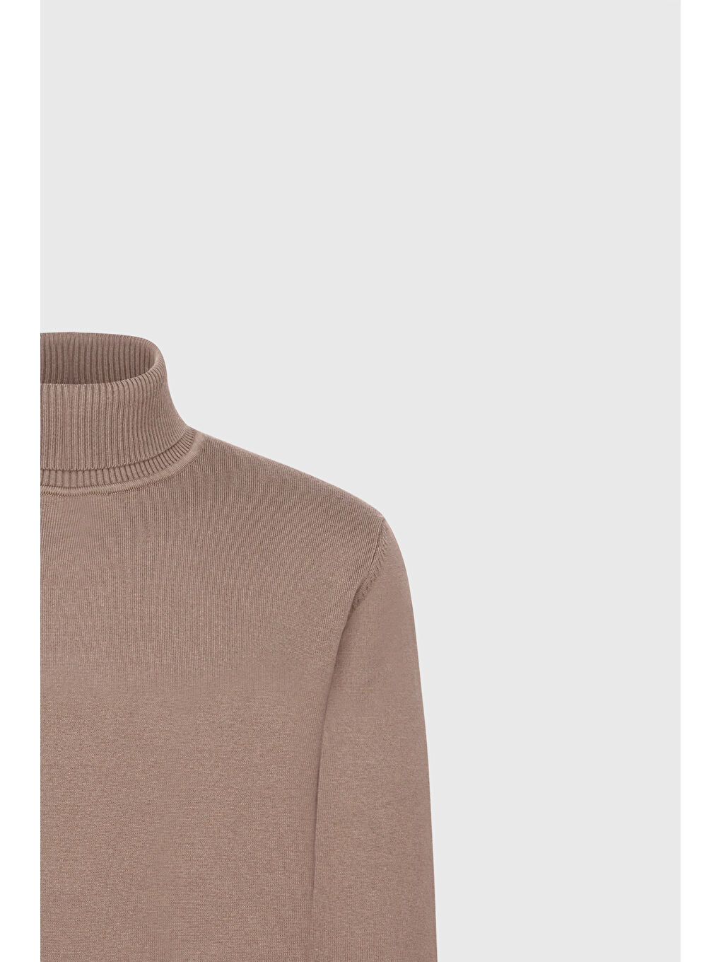 Erkek Bej Pamuklu Standart Fit Normal Kesim Tam Balıkçı Yaka Basic Triko Kazak-7