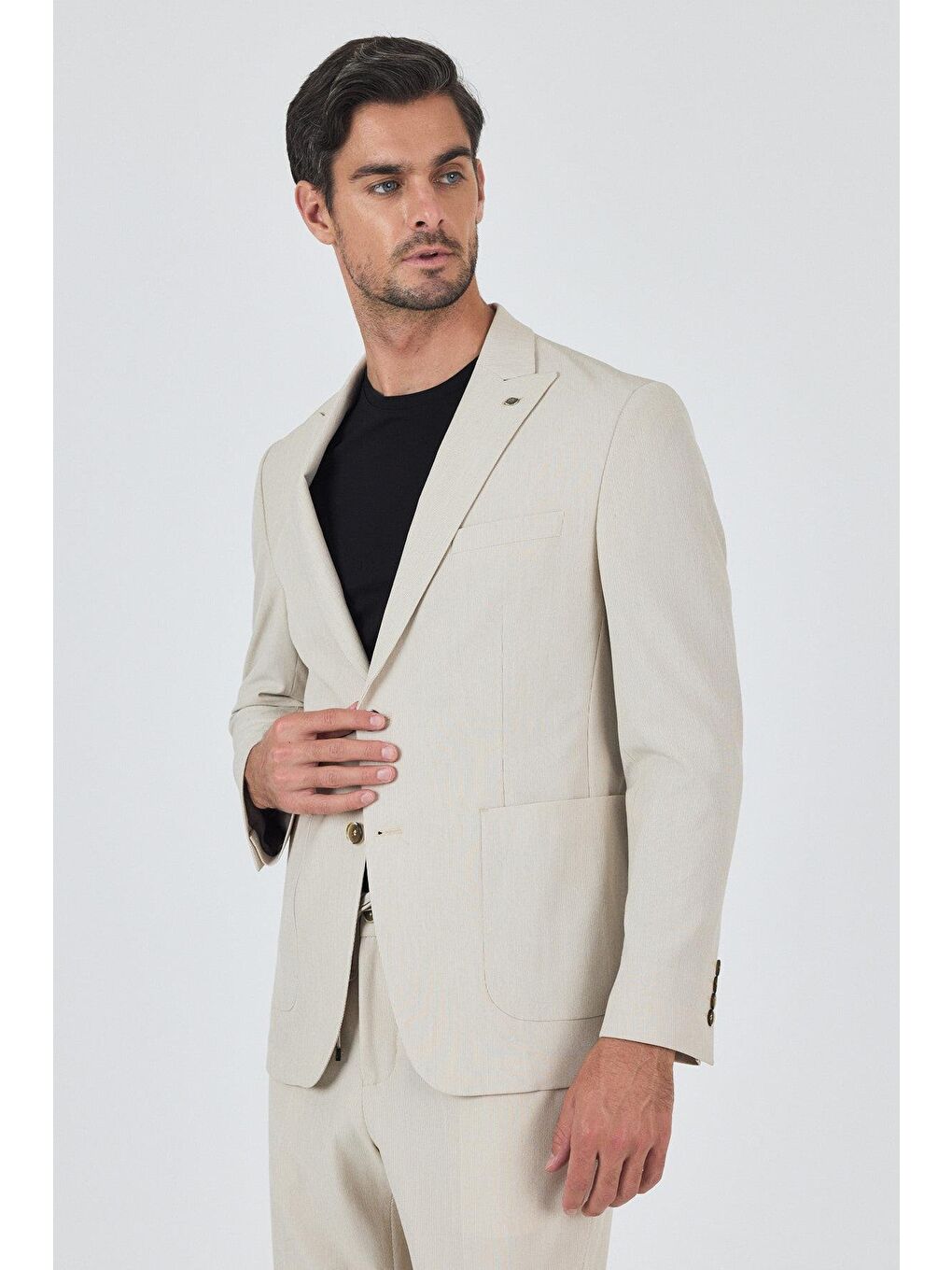 Bej Kılıç Yaka Esnek 6 Drop Slim Fit Classic Takım Elbise 1001250100-2