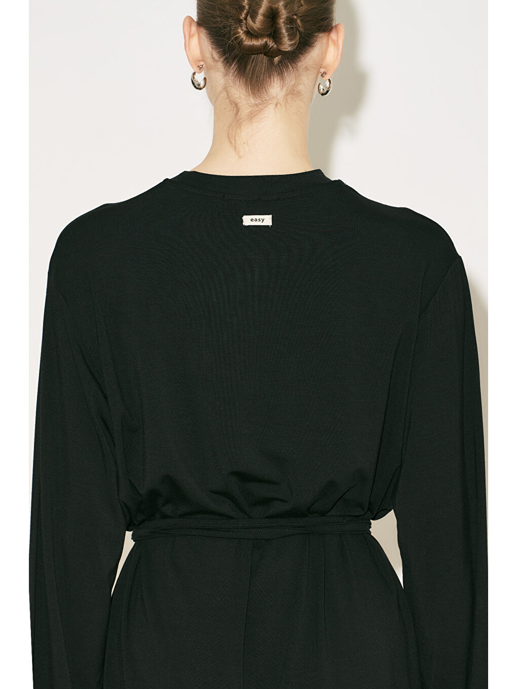 Easy Kuşaklı Rahat Bluz Siyah-4