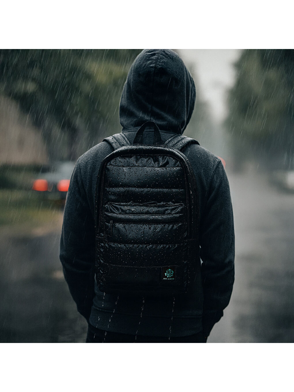 Moods Up Relaxed Kapitone Su Geçirmez Kumaşlı Okul ve Laptop Sırt Çantası Siyah-6