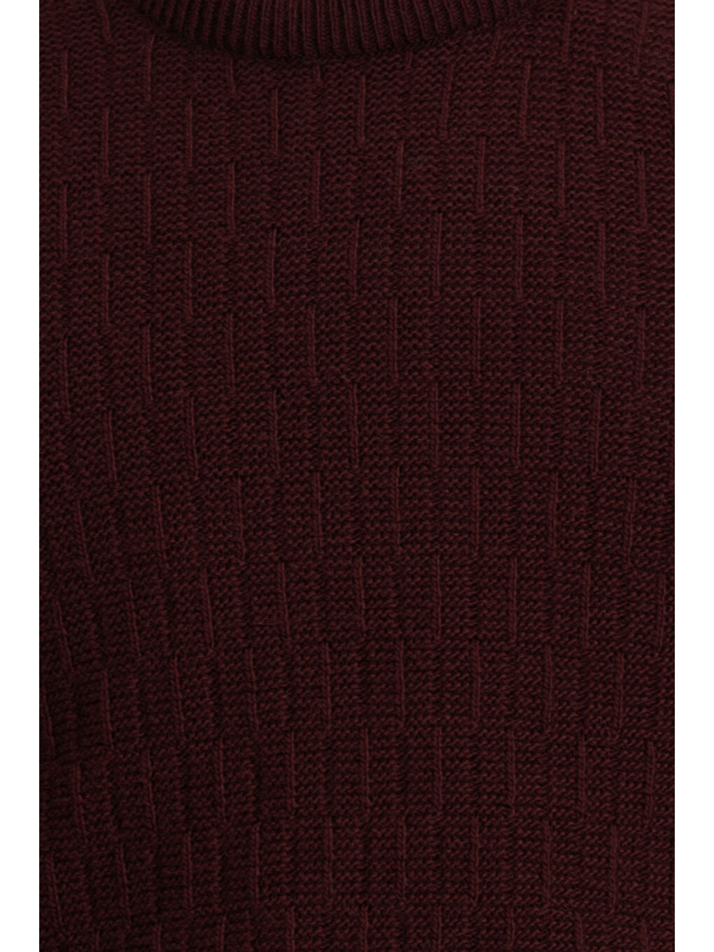 Bordo Bisiklet Yaka Regular Fit Desenli Triko Kazak-5